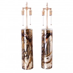 Pair of columnar Murano glass table lamps